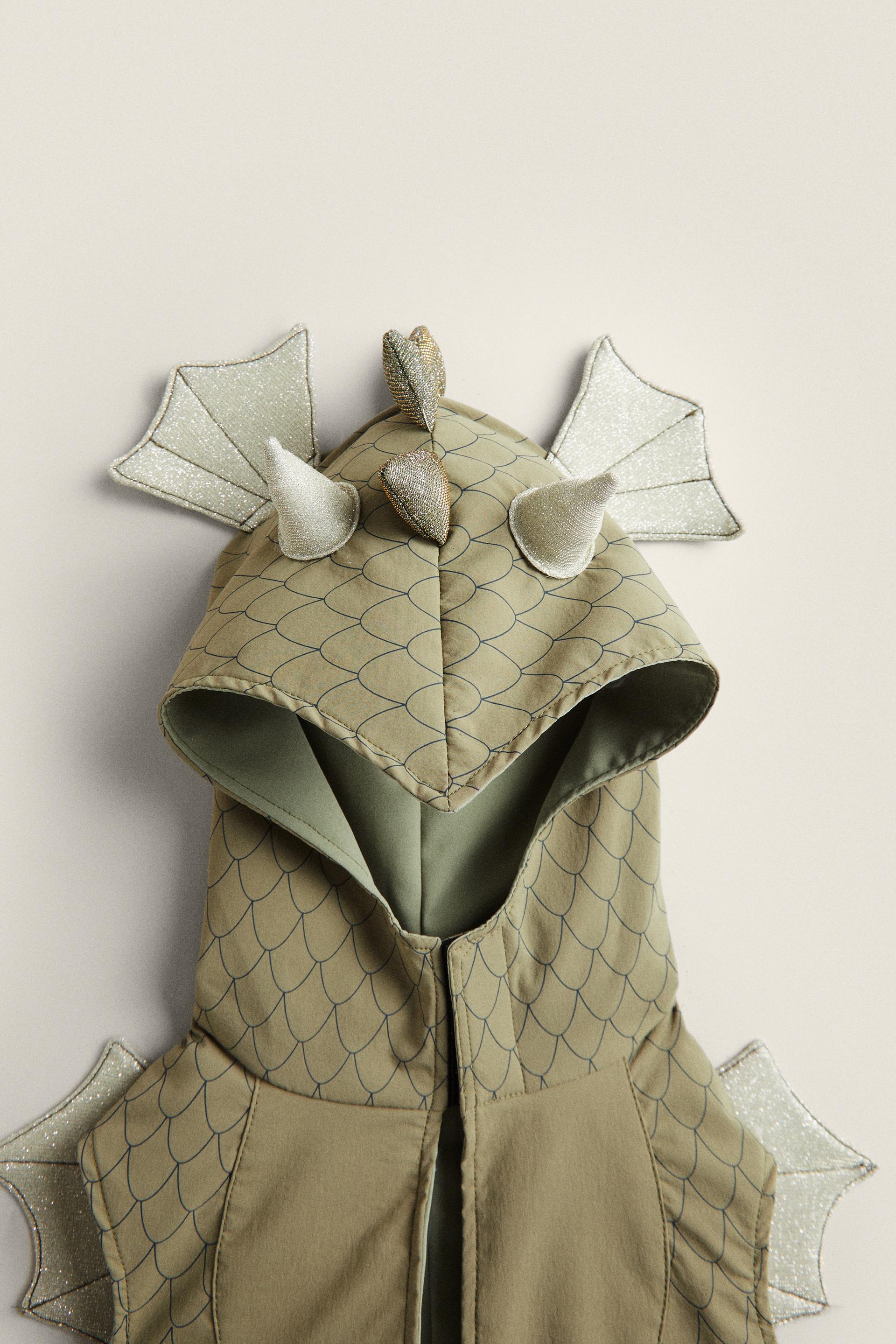 Disfraz capa para niñas/os pequeñas/os de dragón verde