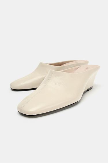 LEDERMULE MIT KEILABSATZ – LIMITED EDITION - Gebrochenes Weiß von Zara