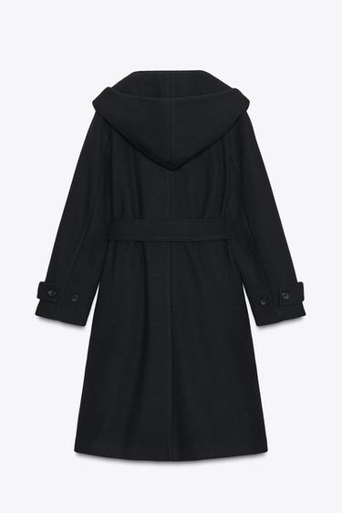 SOFT HOODED COAT - Black by Zara
