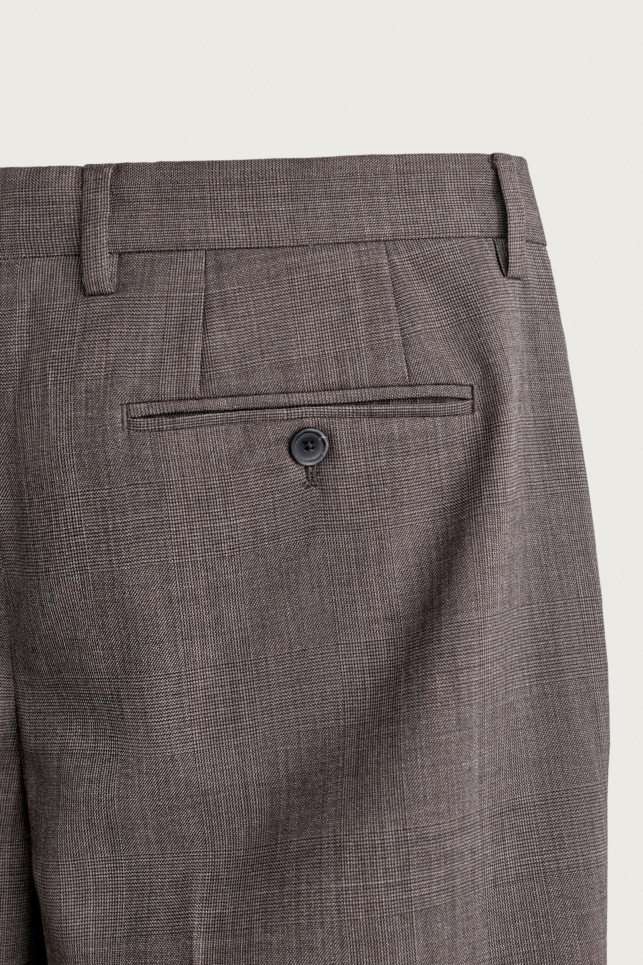 PANTALON DE COSTUME À CARREAUX EN LAINE