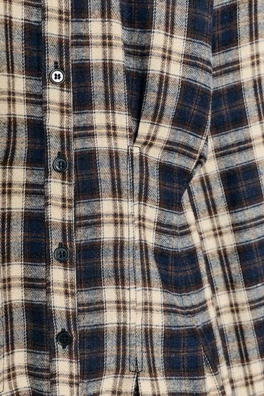 MITTELLANGES KLEID MIT KAROS UND ZIERFALTEN - Braunblau von Zara