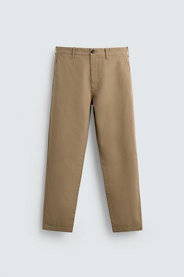 بنطلون تشينو STRAIGHT FIT - رمل الخاص بـ Zara