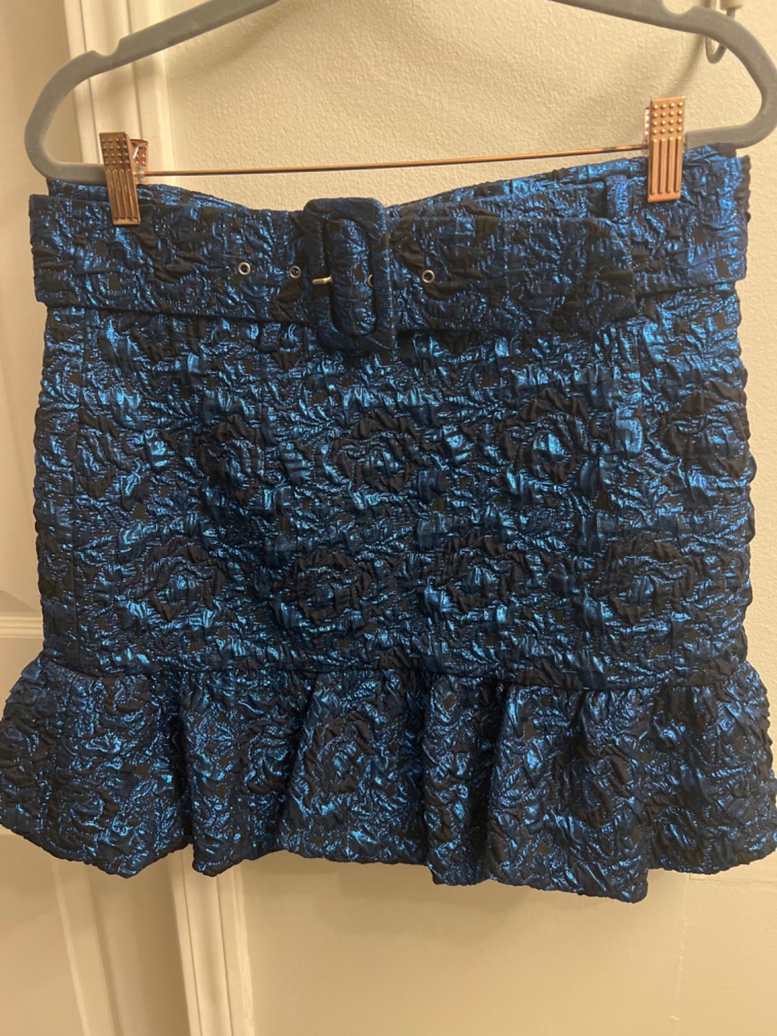 FLOUNCED HEM BELTED SKIRT