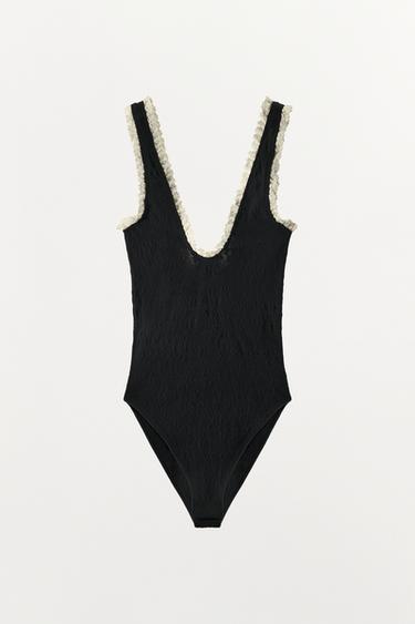 BODY SEAMLESS DENTELLE - Noir / Blanc de Zara - Image 8