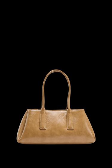 Zara CRACKLE-EFFECT CITY BAG - Beige - Image 0