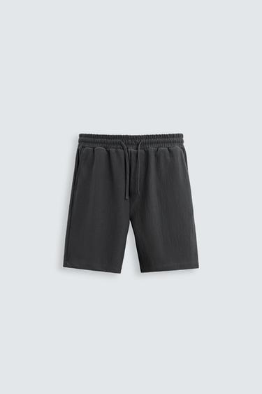 TEXTURED JOGGER BERMUDA SHORTS - Dark grey by Zara