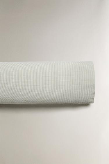 CHECK SEERSUCKER COTTON PILLOWCASE - Green by Zara - Image 4