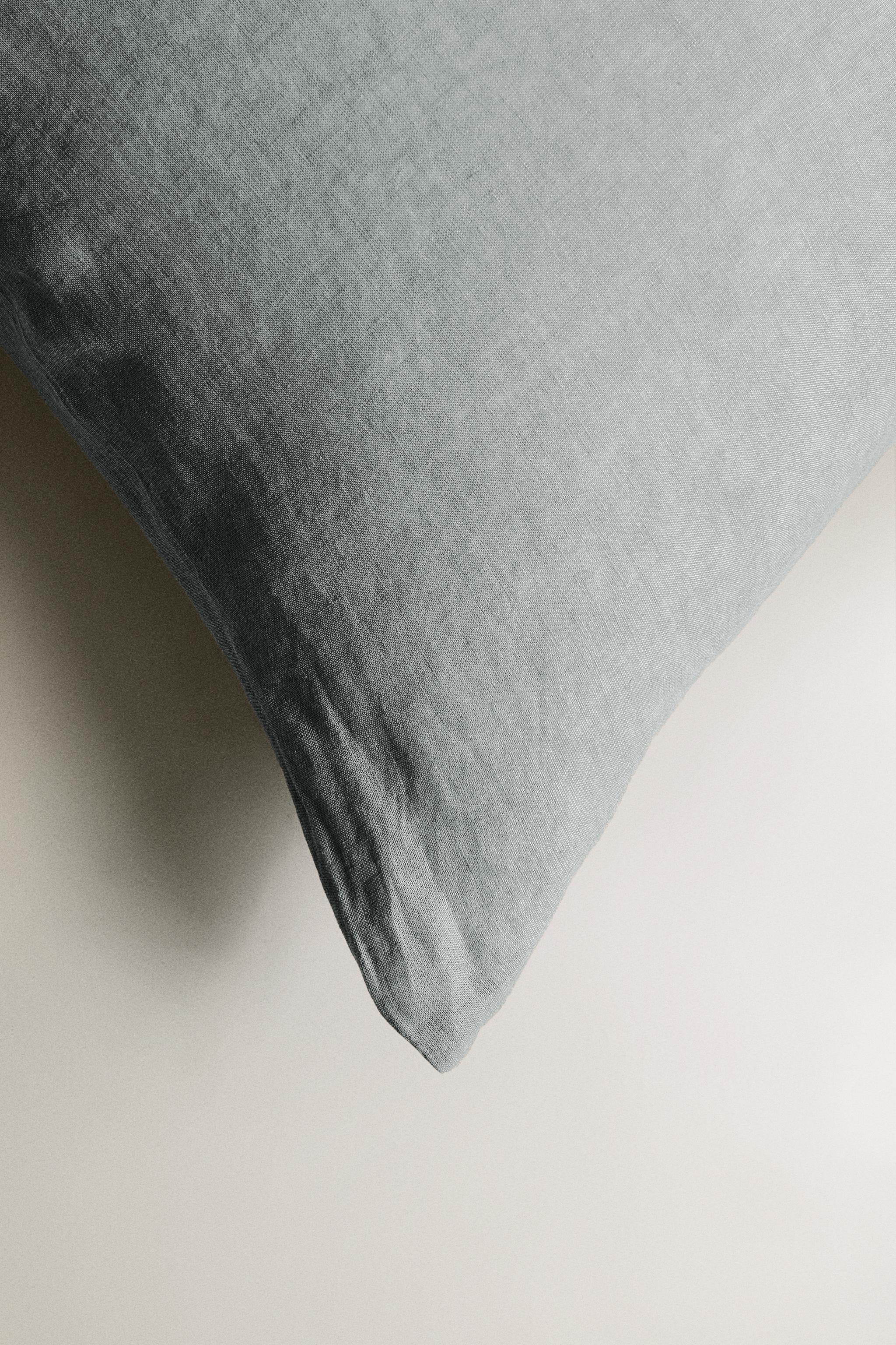 XXL LINEN THROW PILLOW COVER — Gray / Blue
