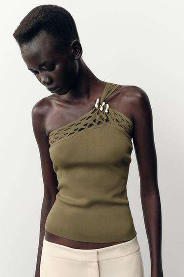 ASYMMETRISCHES STRICKTOP - Grün von Zara