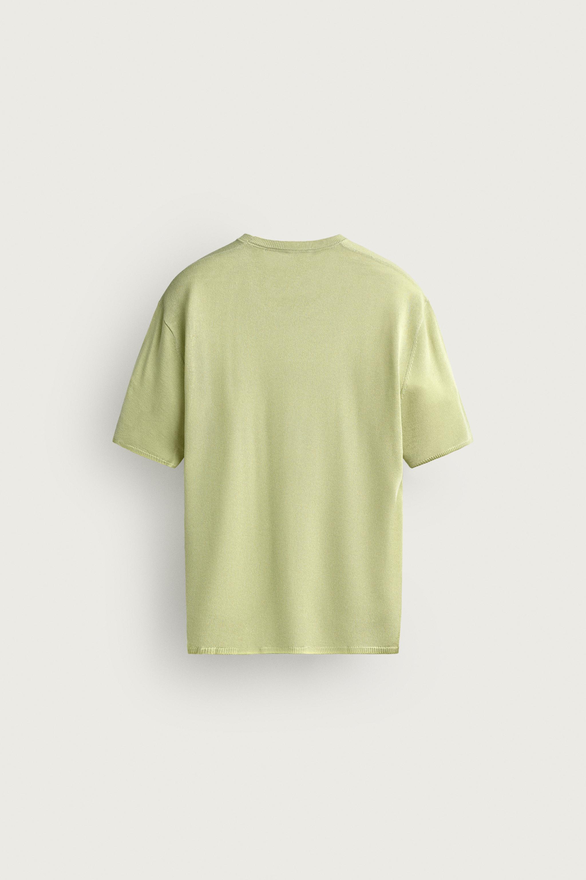 Мужские футболки Zara RELAXED FIT LIGHTWEIGHT KNIT T-SHIRT — фото 10