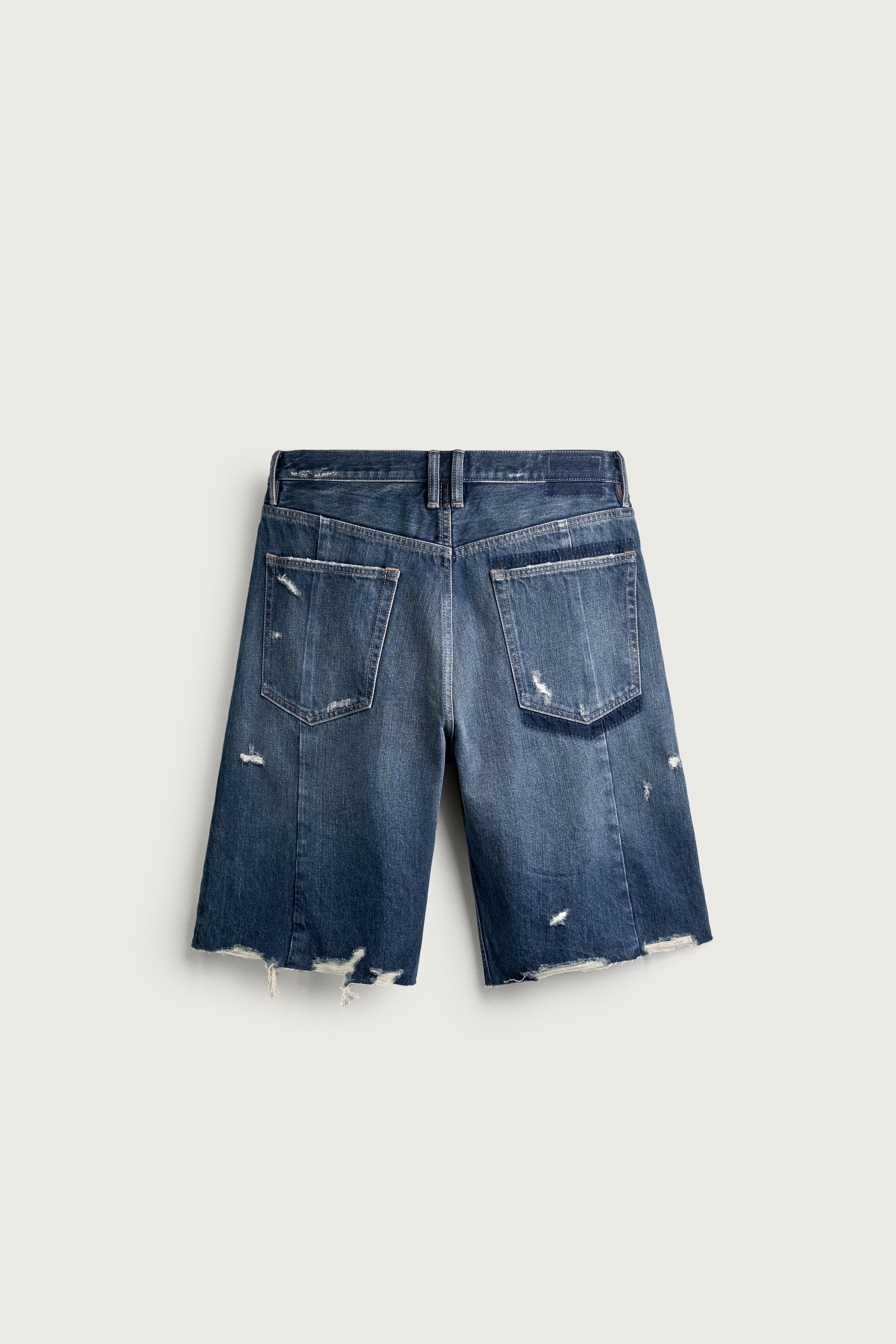 BAGGY FIT SEAMED DENIM SHORTS