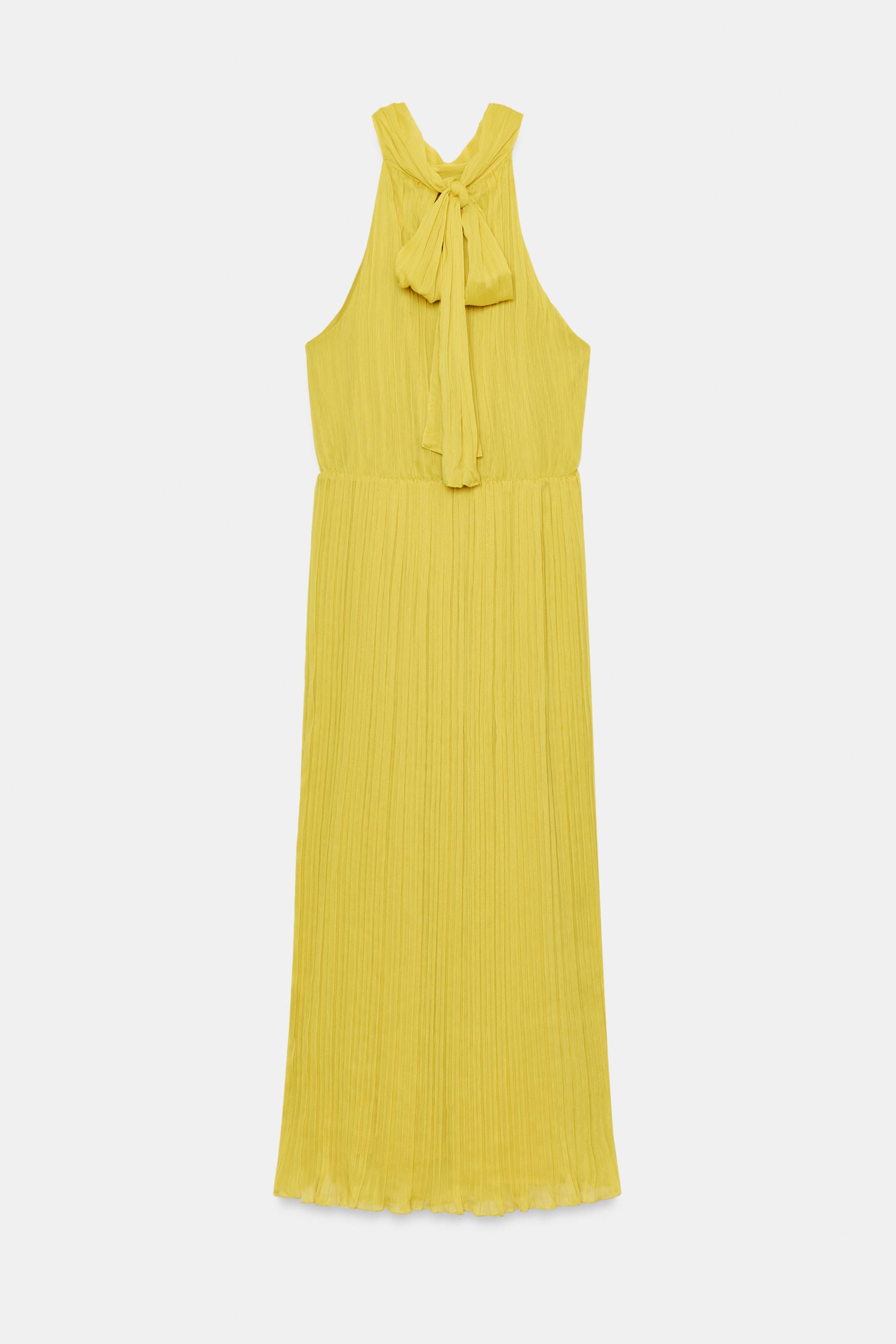 PLEATED MIDI DRESS - Lime green | ZARA United States PLEATED MIDI DRESS - Lime green | ZARA United States