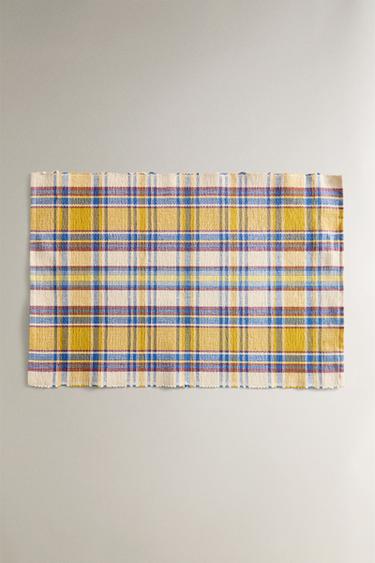 PACK OF CHECK COTTON PLACEMATS (PACK OF 2) - Yellow by Zara