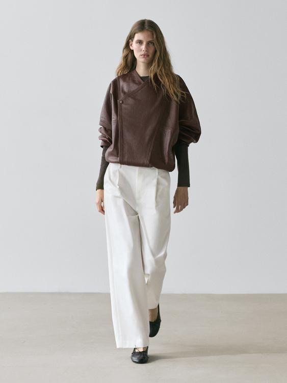 Darted cotton trousers