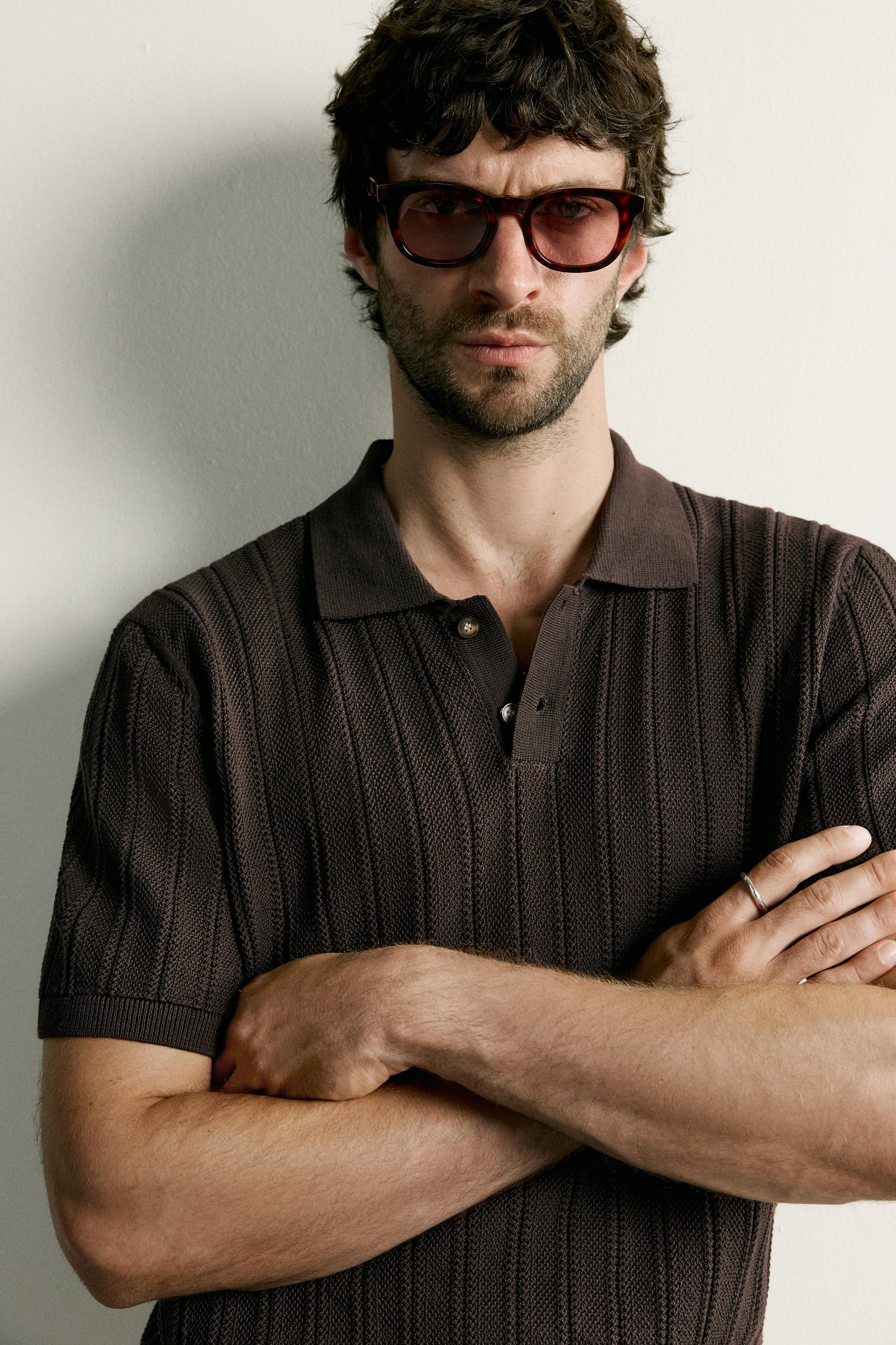 Zara DOKULU AJURLU POLO T-SHIRT görsel 6