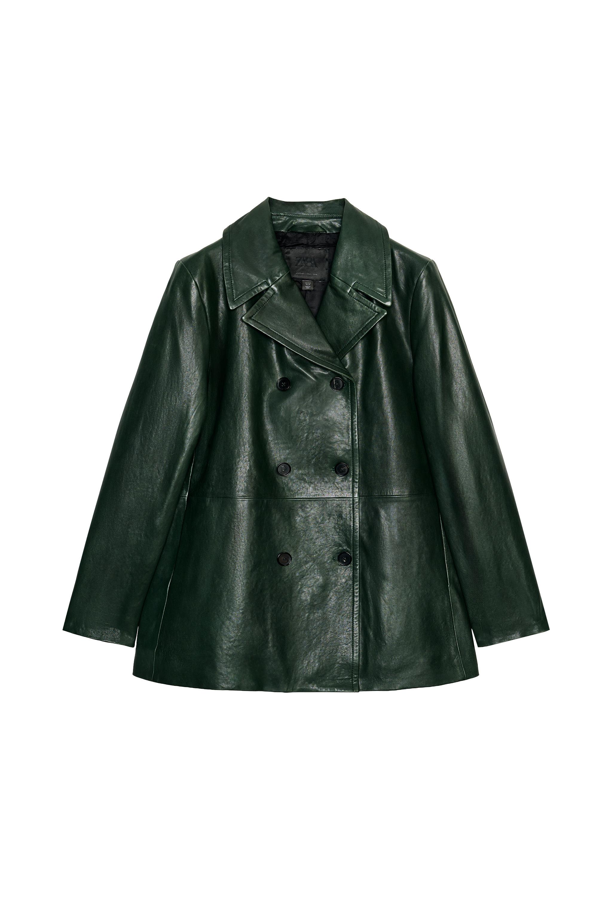 DOUBLE-BREASTED LEATHER BLAZER ZW COLLECTION LIMITED EDITION