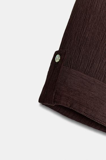 CHEMISE FLUIDE À MANCHES COURTES - Marron foncé de Zara - Image 6