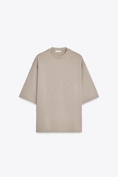 WASHED EFFECT INTERLOCK T-SHIRT - Sand by Zara