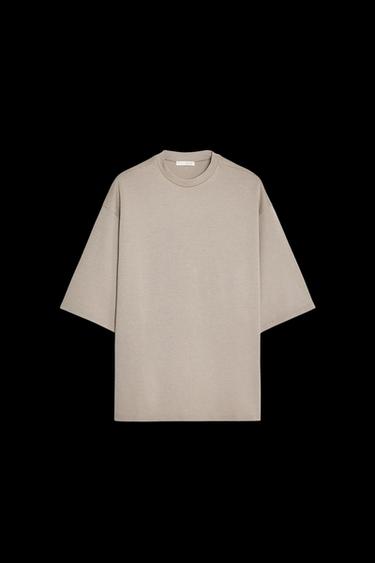 INTERLOCK-T-SHIRT MIT WASHED-EFFEKT - Sandfarben von Zara - Bild 0