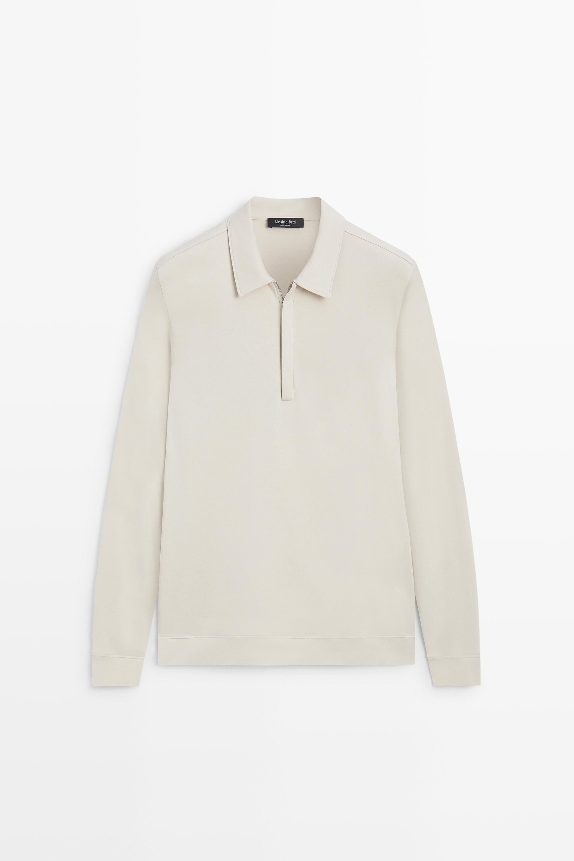 Long sleeve zip detail polo