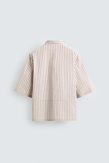 RELAXED FIT STRIPED SHIRT - Ecru by Zara - Image 7