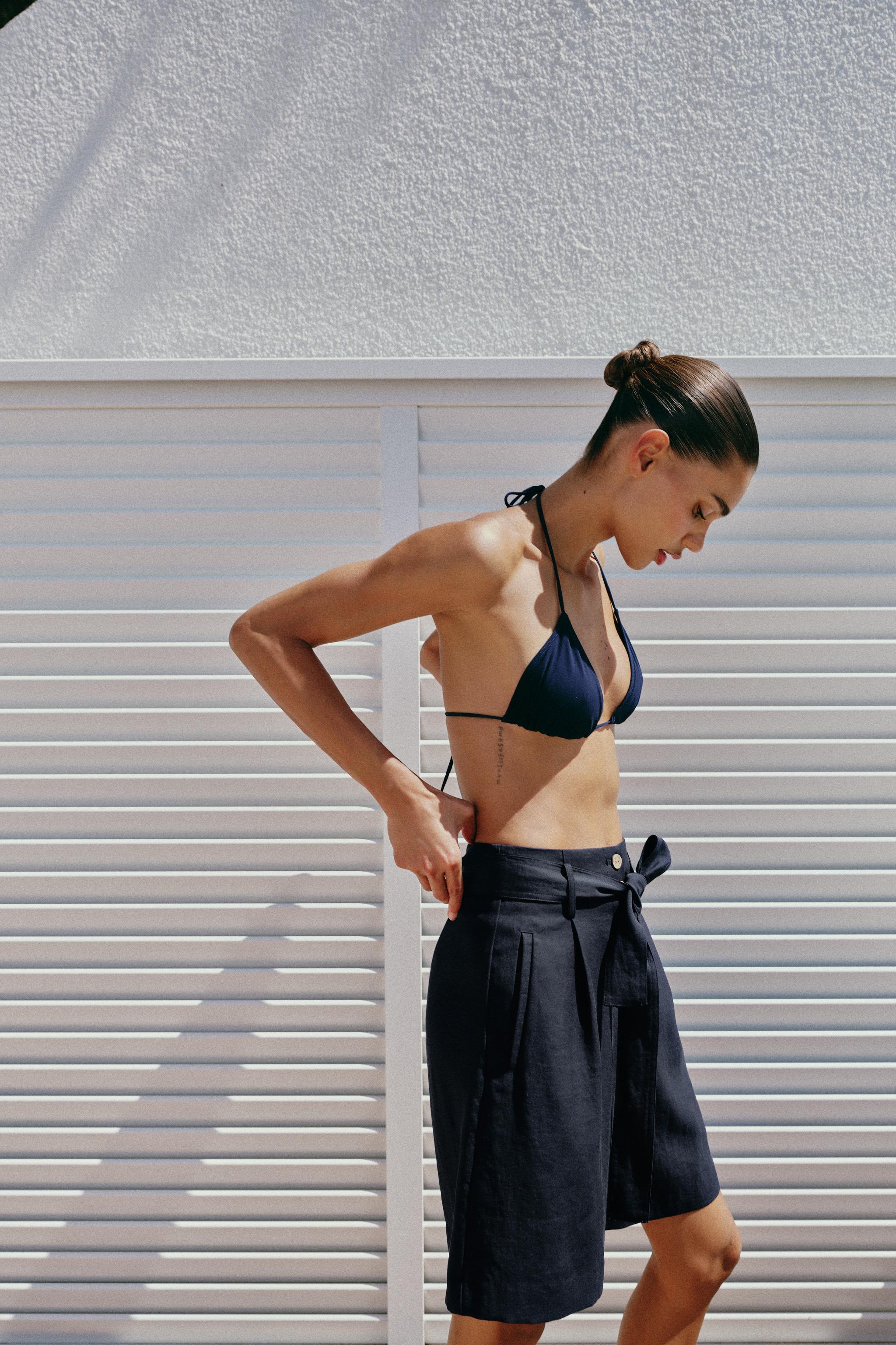 TIE-BELT SHORTS — Navy blue (alternate view)