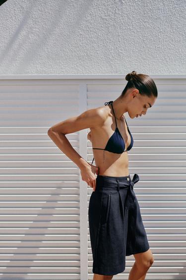 TIE-BELT SHORTS — Navy blue 2