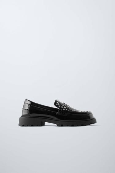 STUDDED LOAFERS - Black by Zara