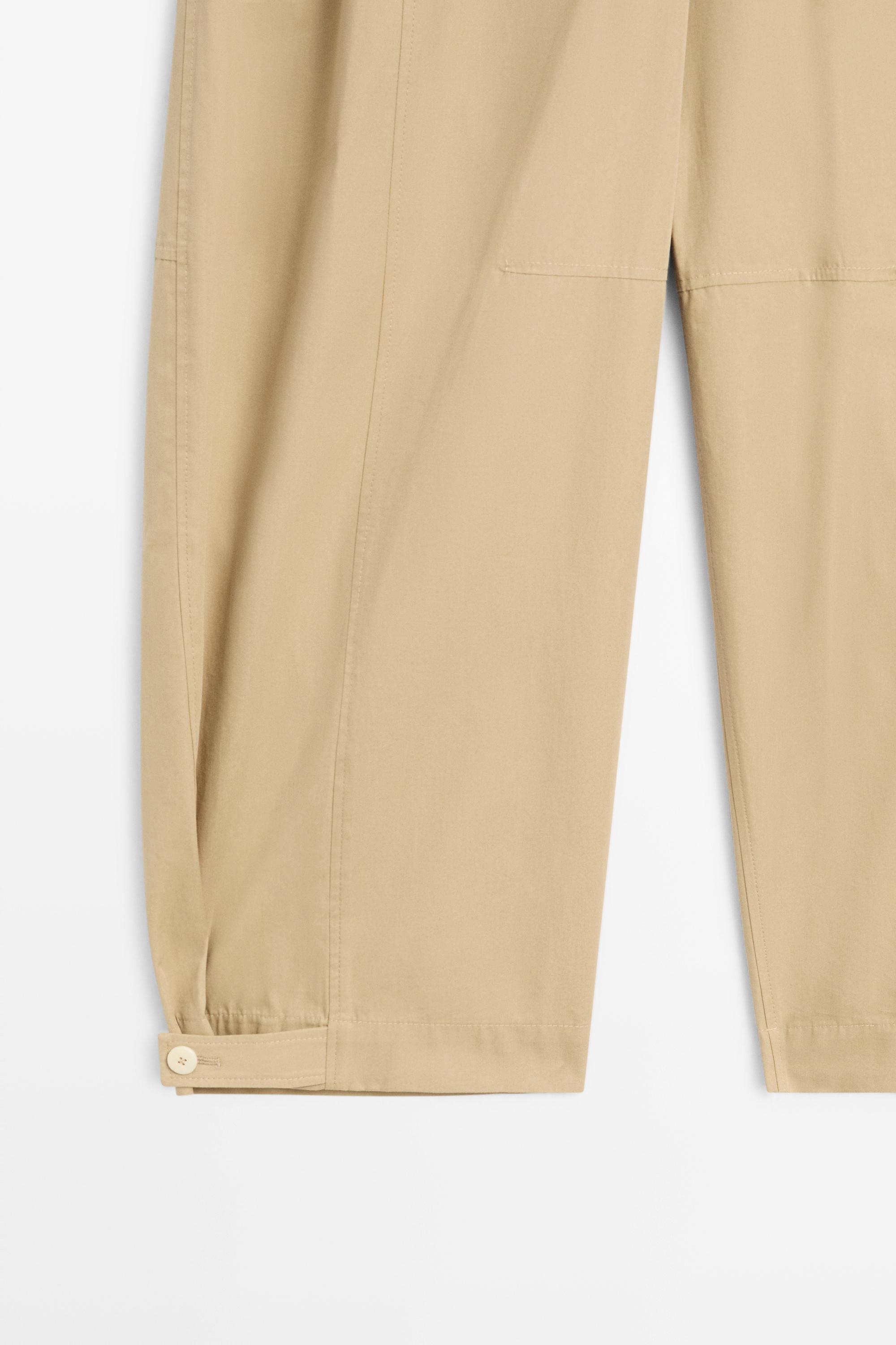 Pantalon barrel 100 % coton avec détail au bas