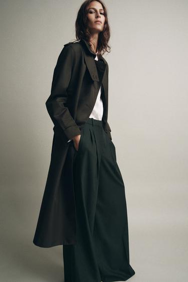ZW COLLECTION WIDE-LEG TROUSERS WITH DARTS - Green by Zara