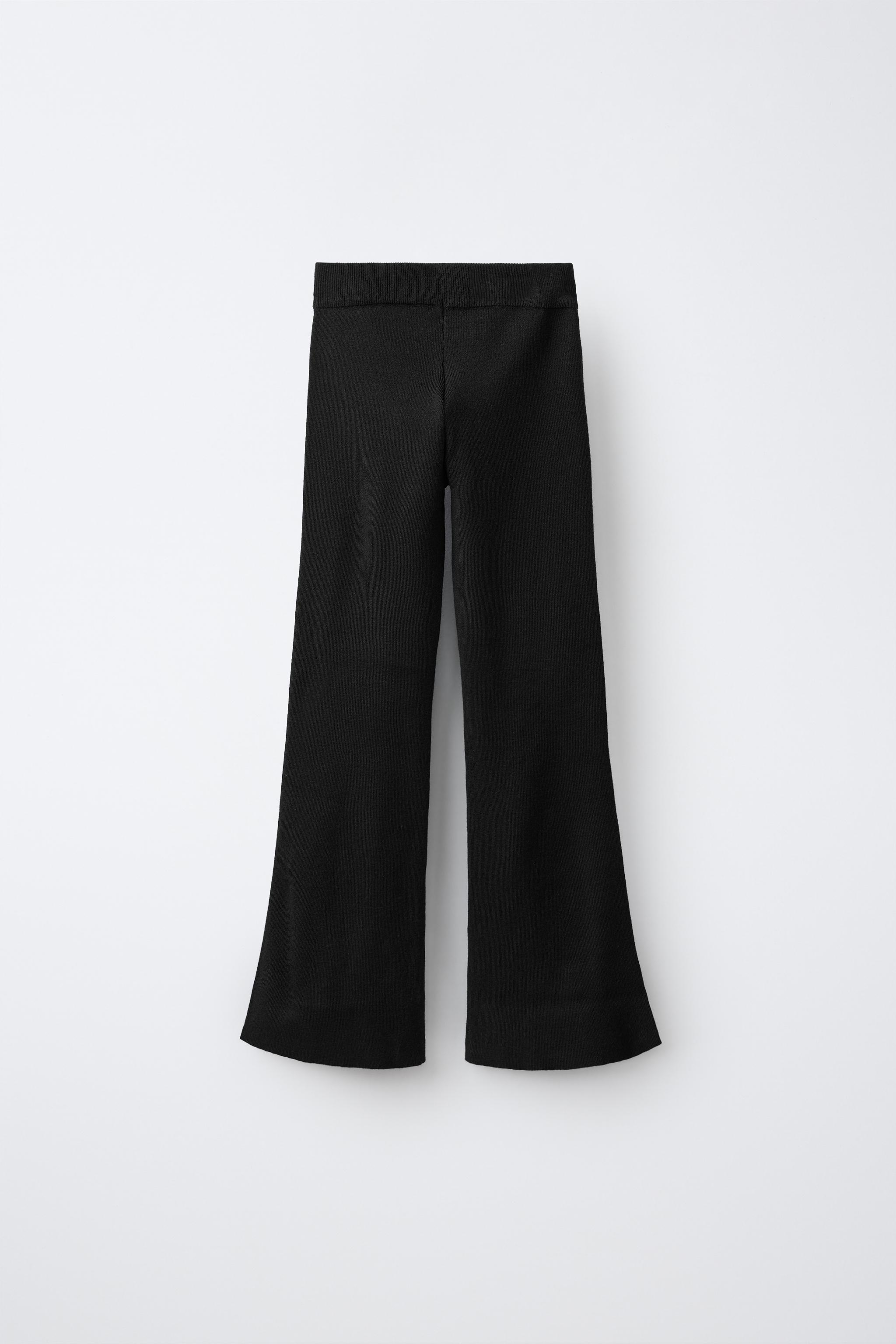 FLARED KNIT LEGGINGS — Black