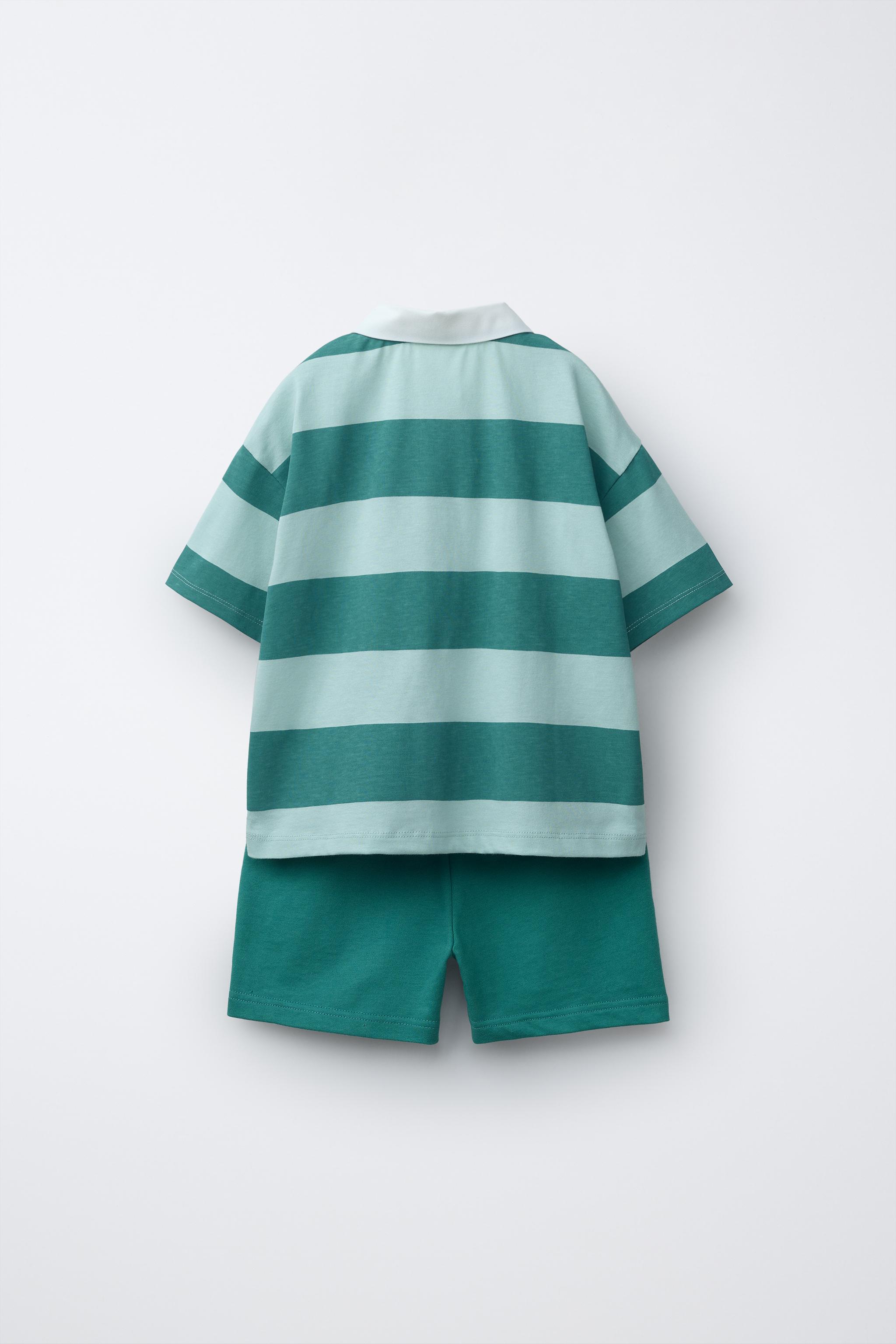 STRIPED POLO AND BERMUDA SET