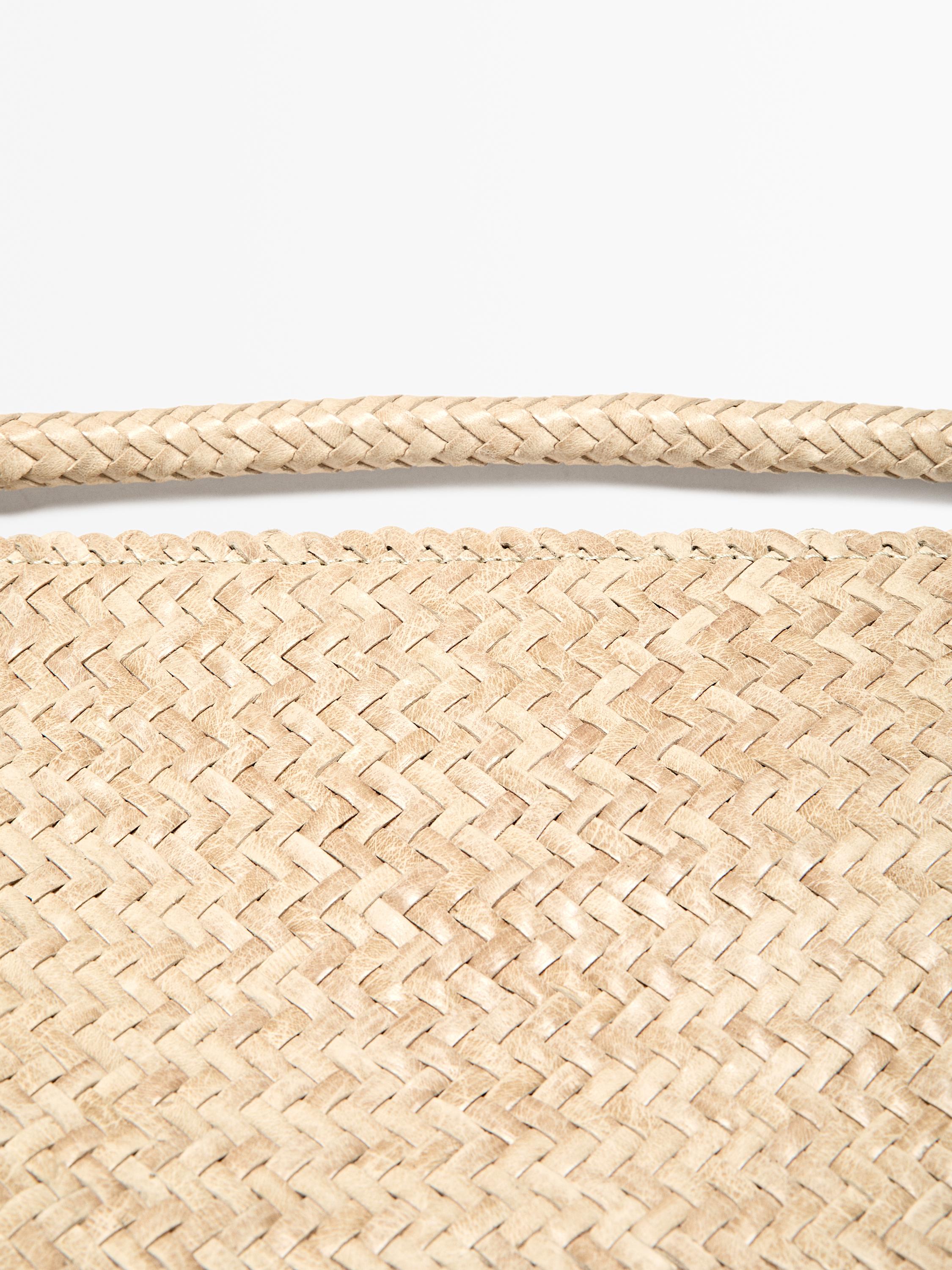 Small braided leather shoulder bag