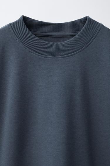 ENSEMBLE SWEAT ET PANTALON EN MOLLETON À JAMBES LARGES UNIE - Bleu / Acier de Zara - Image 5