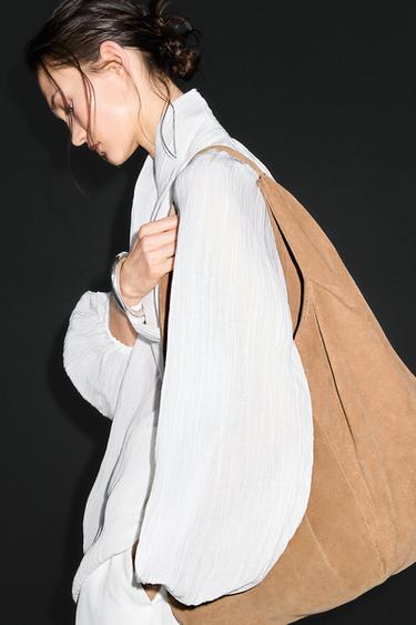 Zara Split leather maxi shopper bag - LIMITED EDITION - Sand