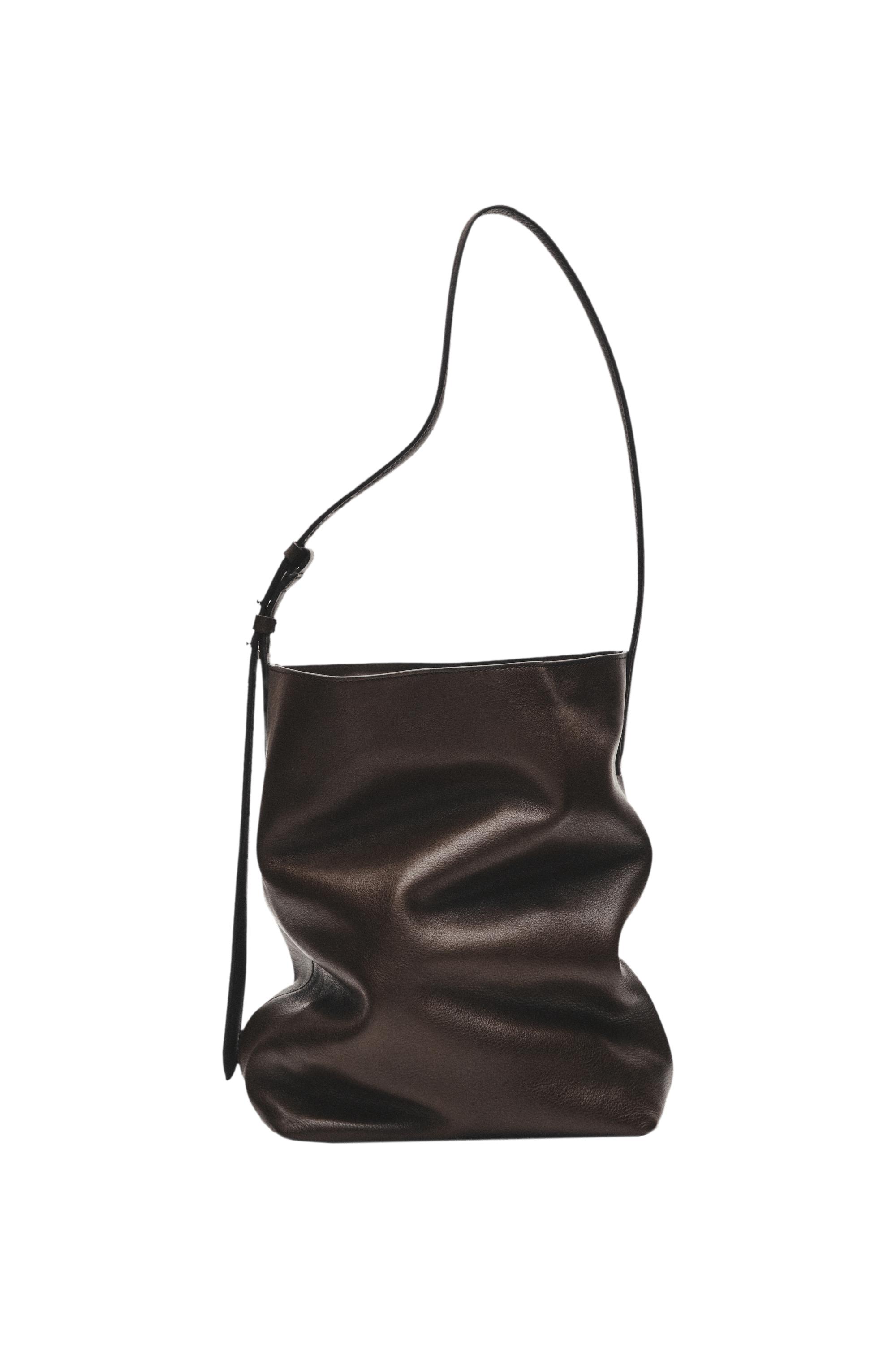 Nappa leather bucket bag — Brown