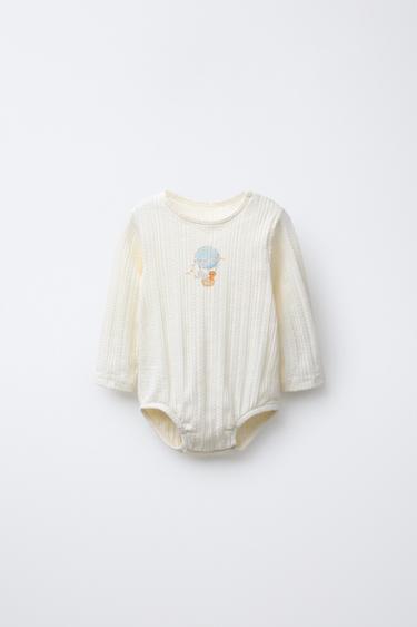 PRINTED POINTELLE BODYSUIT - Ecru by Zara