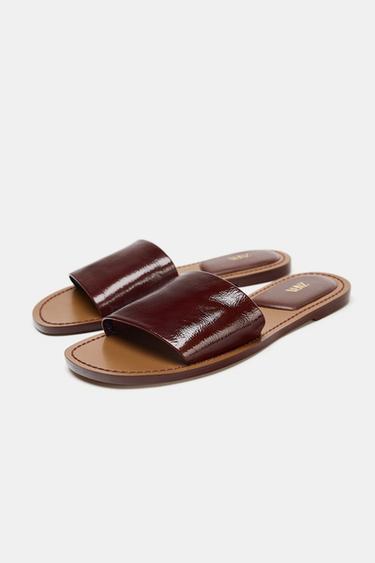 SANDALES EN CUIR SOFT - Marron foncé de Zara - Image 3