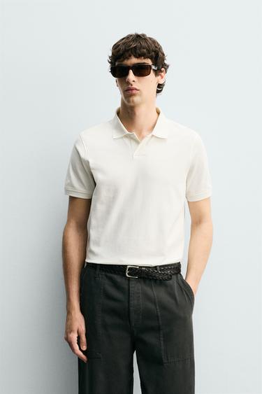 POLO ESTRUCTURA PIQUÉ - Blanco roto de Zara
