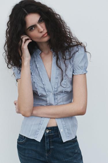 TRF BOOTCUT LOW-RISE JEANS - Navy blue by Zara