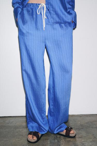 PANTALON DE PYJAMA RAYÉ - bleu/noir de Zara - Image 1
