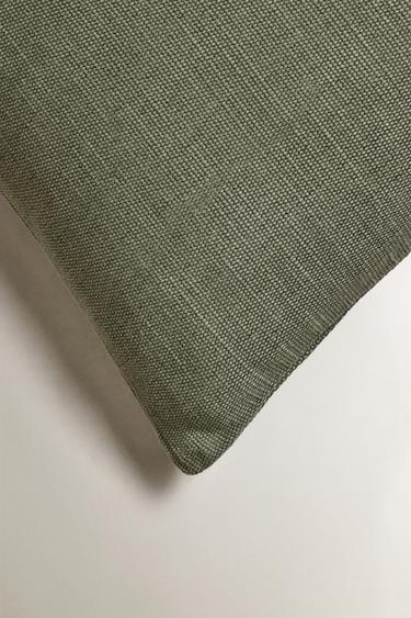 HOUSSE DE COUSSIN EN JUTE ET COTON - Vert de Zara - Image 1