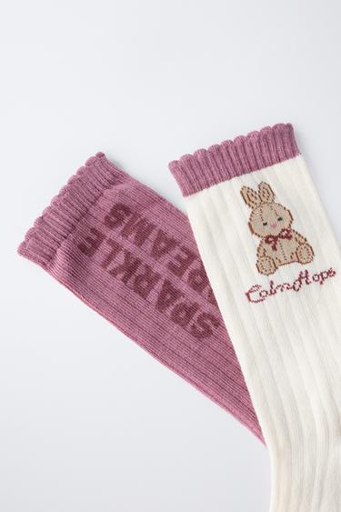 2-PACK OF LONG BUNNY SOCKS - Dusty pink by Zara - Image 2