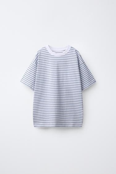 CAMISETA ESTAMPADO RAYAS - Blanco / Gris de Zara - Imagen 0