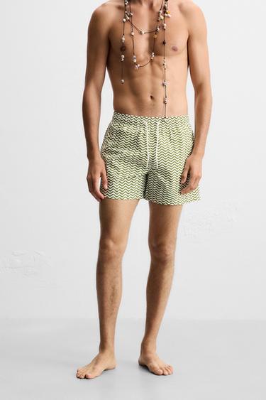 WAVY MID-LENGTH SWIMMING TRUNKS - Ecru by Zara - Image 2