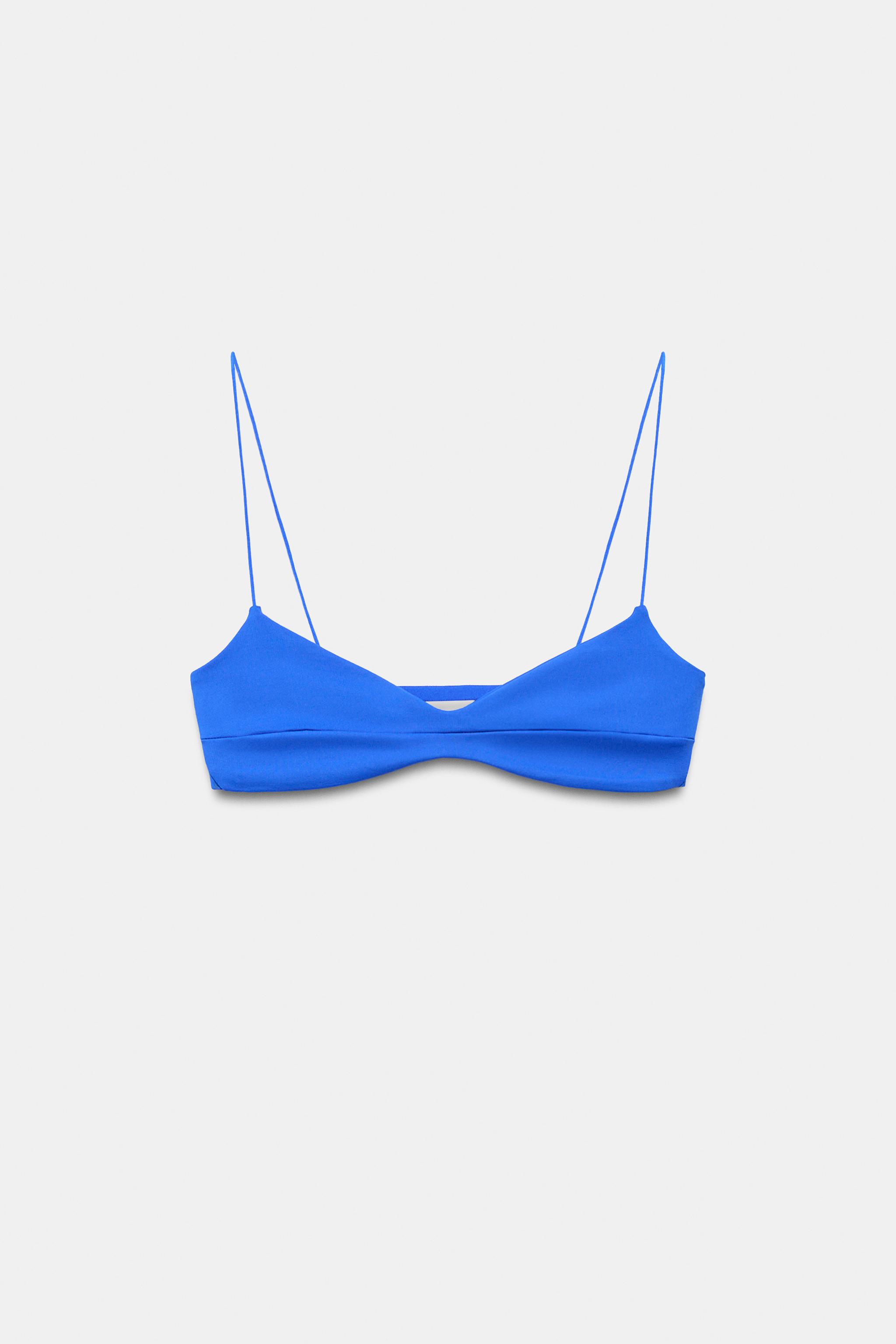 SEAMED BIKINI TOP — Bluish