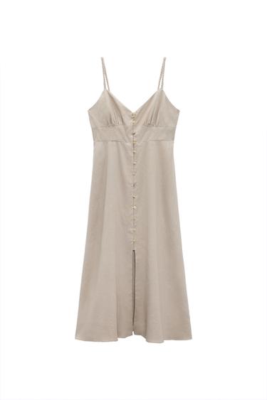 LINEN BLEND MIDI DRESS