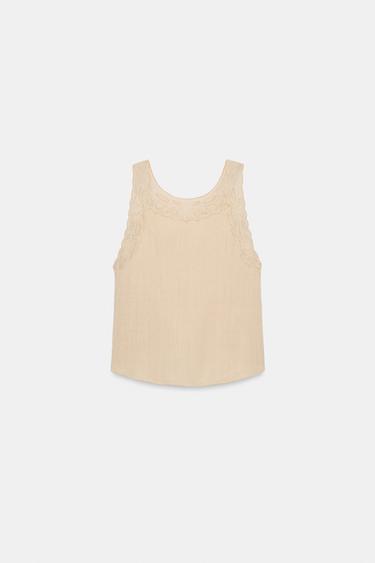 RUSTIC TOP WITH EMBROIDERY AND OPEN BACK - Ecru by Zara - Image 4