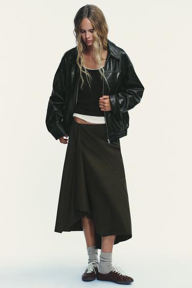 LEATHER EFFECT BOMBER JACKET - Black by Zara