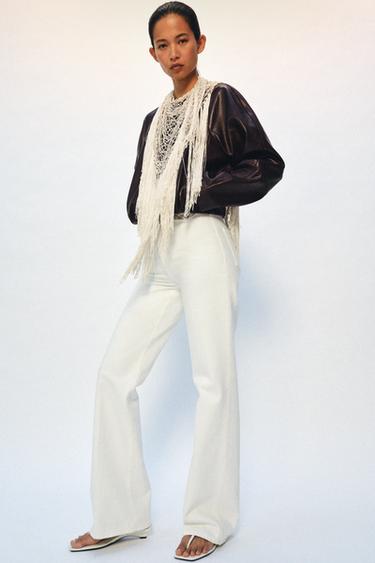 ZW COLLECTION HIGH-WAIST FLARE JEANS - White by Zara
